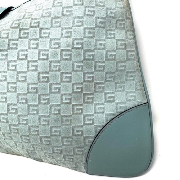 Gucci Vintage Jackie Hobo – Baby Blue Embossed Suede Shoulder Bag - Picture 8 of 14